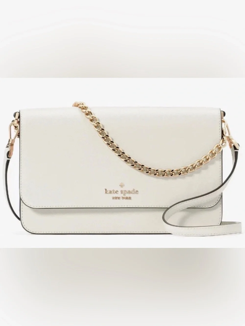 Kate Spade Madison Flap Crossbody Bag White Leather Purse KC430 NWOT Ivory FS